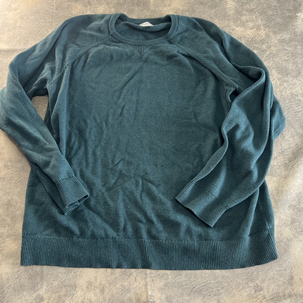 LL Bean Cotton Cashmere‎ Sweater Men's 3XLT Green Pullover Crew Neck